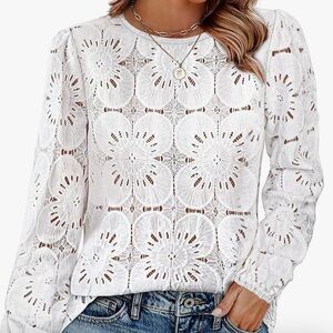 NWT! White Floral Lace Top, Sz XXL